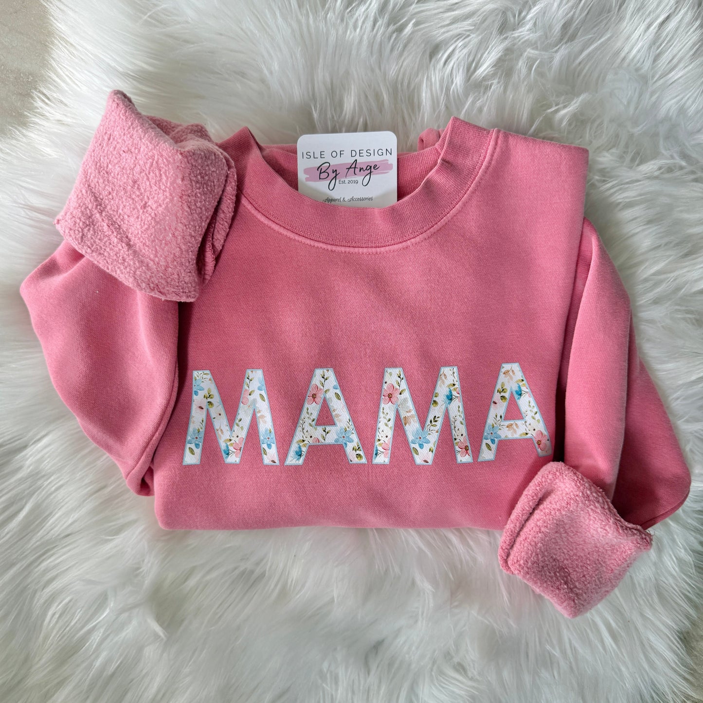 Pink "Floral MAMA" Vintage Wash Crewneck