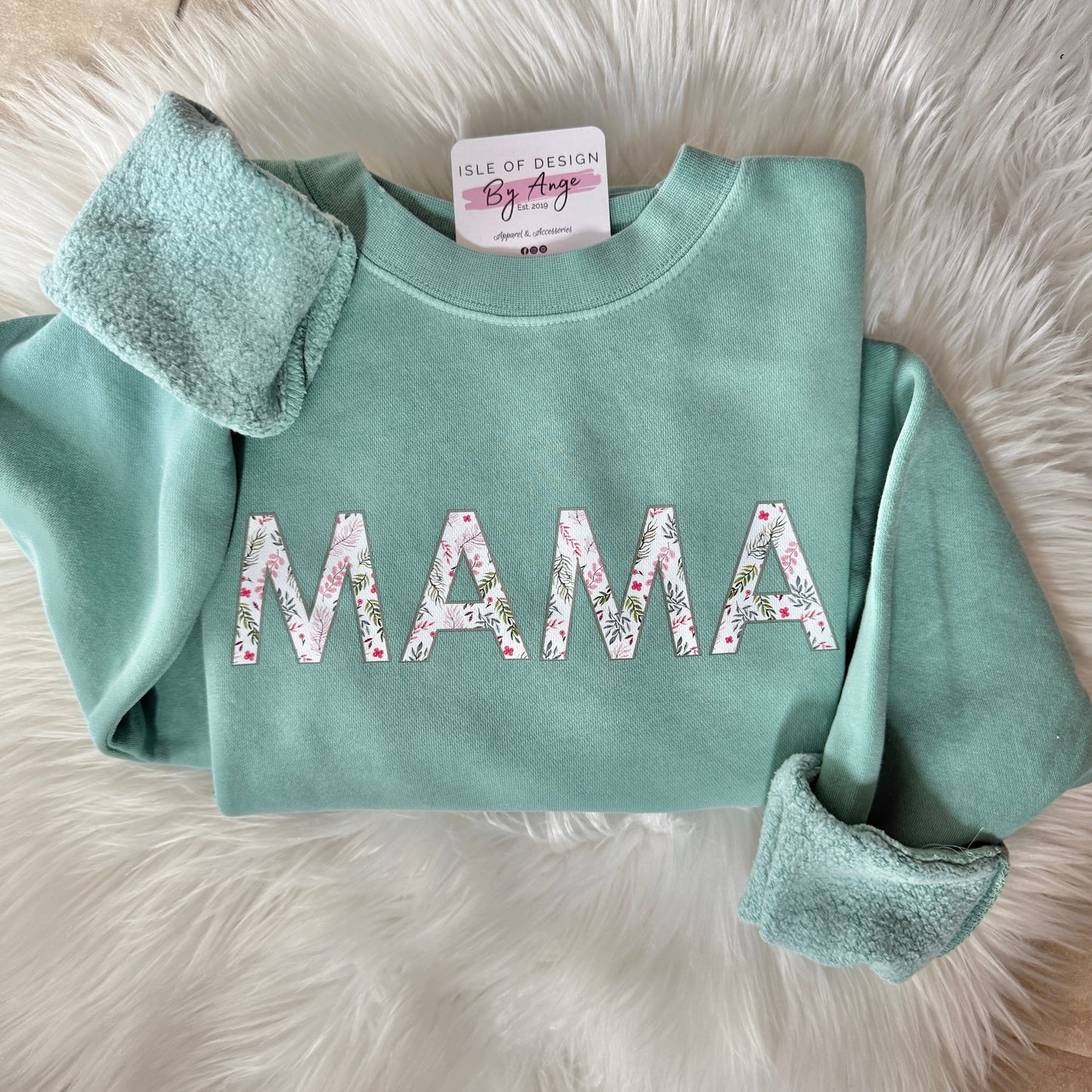 Mint "Floral MAMA" Vintage Wash Crewneck