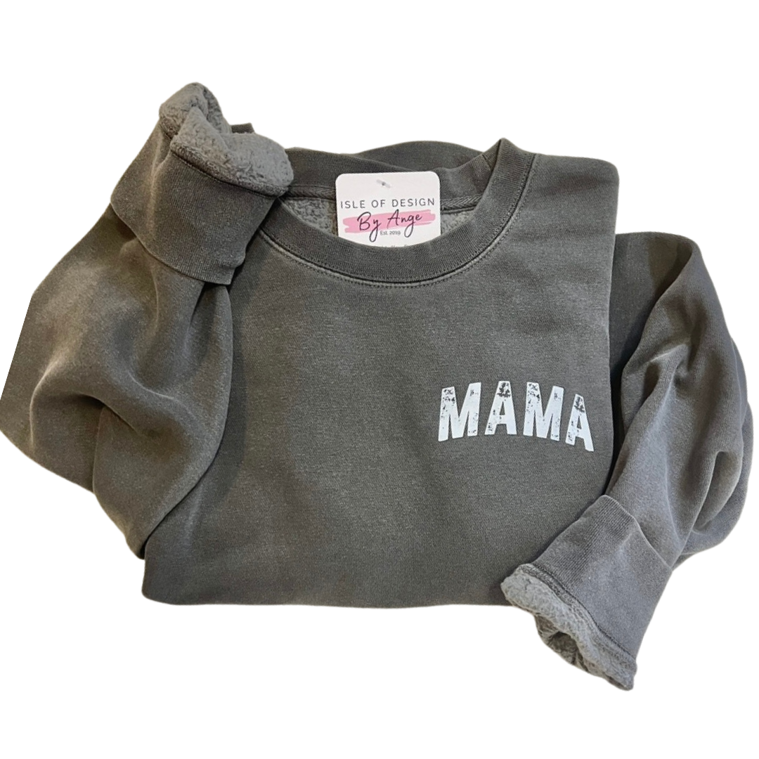 "MAMA" Distressed Vintage Wash Crewneck