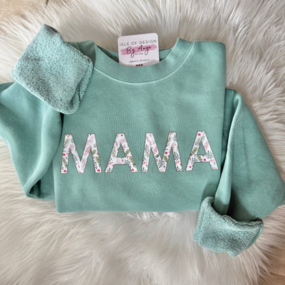 Mint "Floral MAMA" Vintage Wash Crewneck