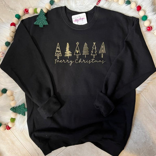 Merry Christmas - Gold Trees Luxe Crewneck