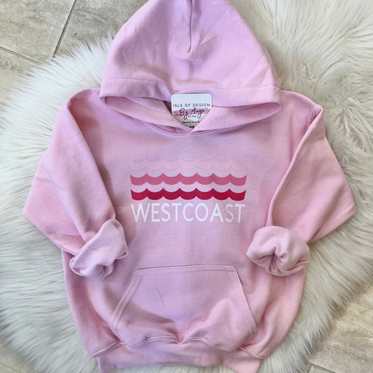 "Westcoast Waves" PINK Toddler Pullover Hoodie