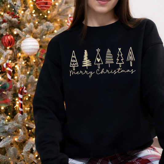 Merry Christmas - Gold Trees Luxe Crewneck